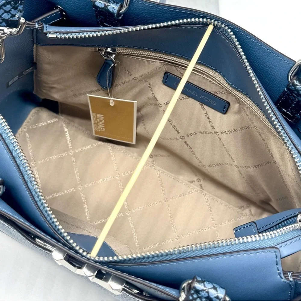 Michael Kors Large Reed Satchel Crossbody Bag & Matching Snap Wallet Denim